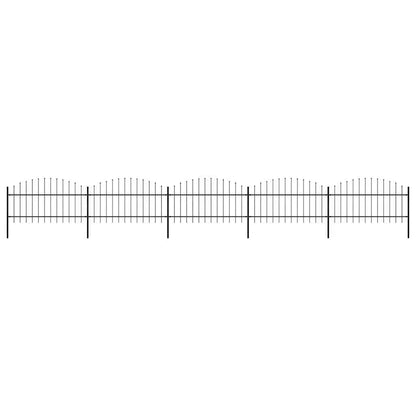 vidaXL Garden Fence with Spear Top Steel 355x125 cm Black Height 100-125 cm
