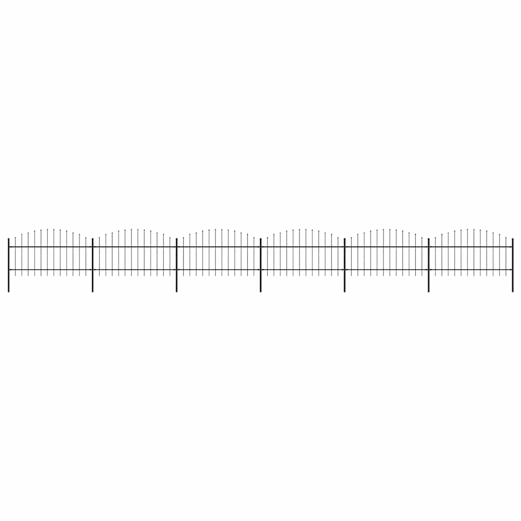 vidaXL Garden Fence with Spear Top Steel 355x125 cm Black Height 100-125 cm