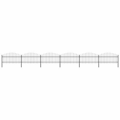vidaXL Garden Fence with Spear Top Steel 355x125 cm Black Height 100-125 cm