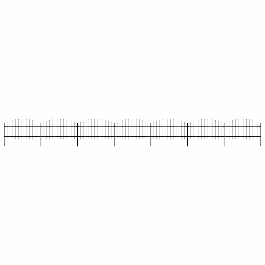 vidaXL Garden Fence with Spear Top Steel 355x125 cm Black Height 100-125 cm
