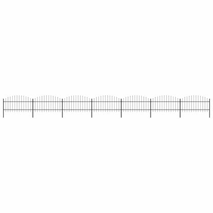 vidaXL Garden Fence with Spear Top Steel 355x125 cm Black Height 100-125 cm