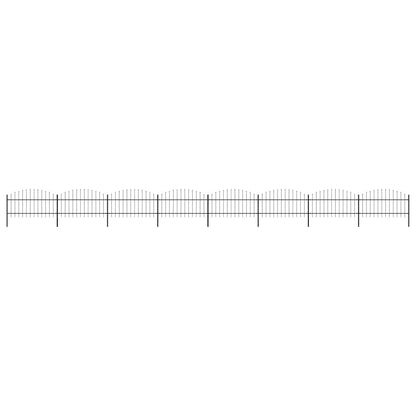 vidaXL Garden Fence with Spear Top Steel 355x125 cm Black Height 100-125 cm