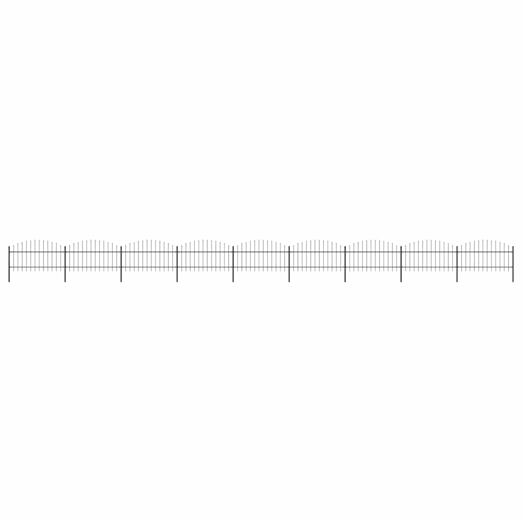 vidaXL Garden Fence with Spear Top Steel 355x125 cm Black Height 100-125 cm