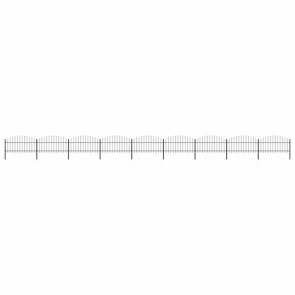 vidaXL Garden Fence with Spear Top Steel 355x125 cm Black Height 100-125 cm