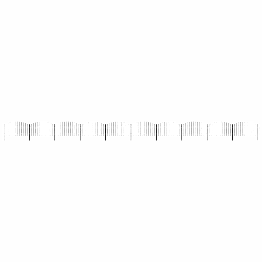 vidaXL Garden Fence with Spear Top Steel 355x125 cm Black Height 100-125 cm