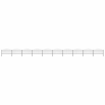 vidaXL Garden Fence with Spear Top Steel 355x125 cm Black Height 100-125 cm
