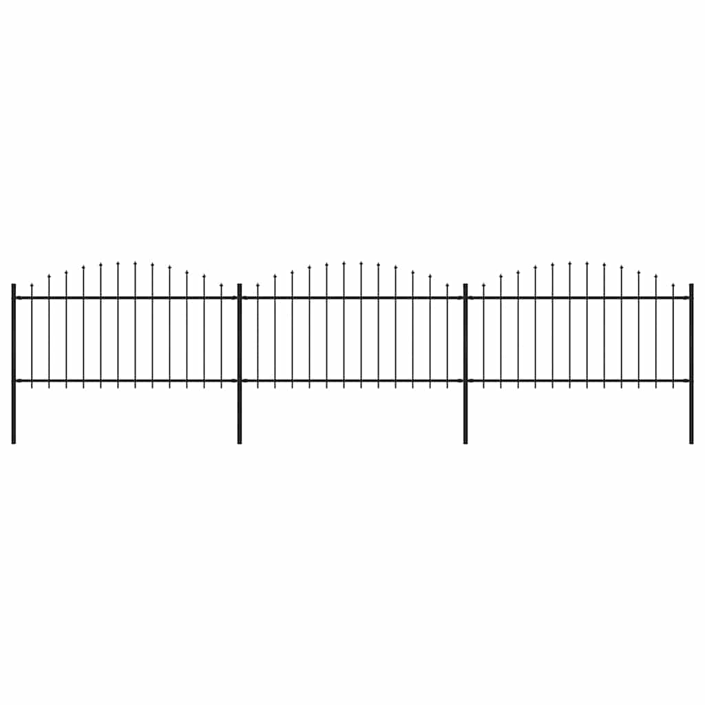 vidaXL Garden Fence with Spear Top Steel 504x150 cm Black 1