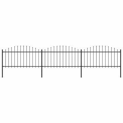 vidaXL Garden Fence with Spear Top Steel 504x150 cm Black 1