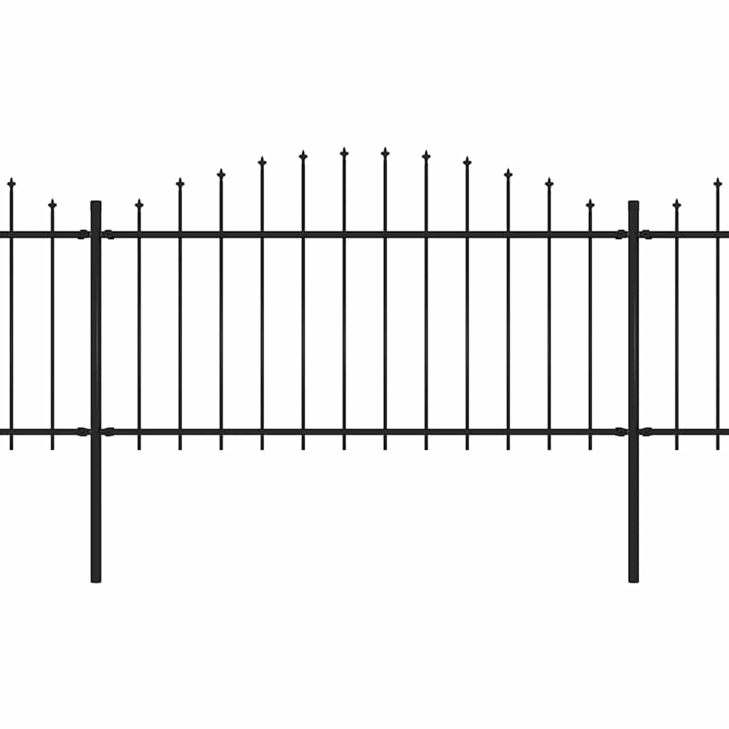 vidaXL Garden Fence with Spear Top Steel 504x150 cm Black 2