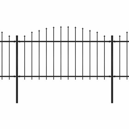 vidaXL Garden Fence with Spear Top Steel 504x150 cm Black 2