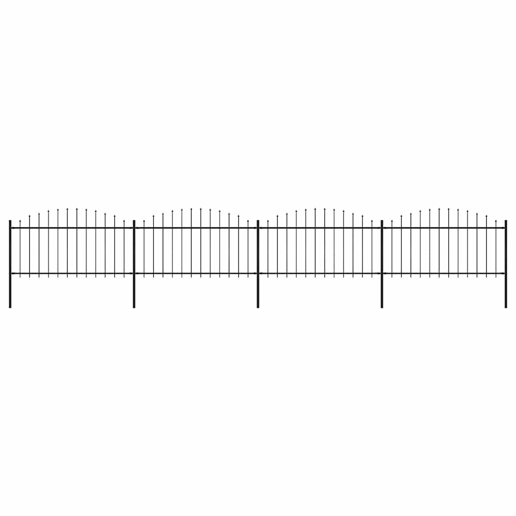 Garden Fence with Spear Top Steel 337x150 cm Black Height 125-150 cm 671 cm