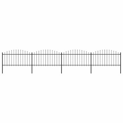Garden Fence with Spear Top Steel 337x150 cm Black Height 125-150 cm 671 cm