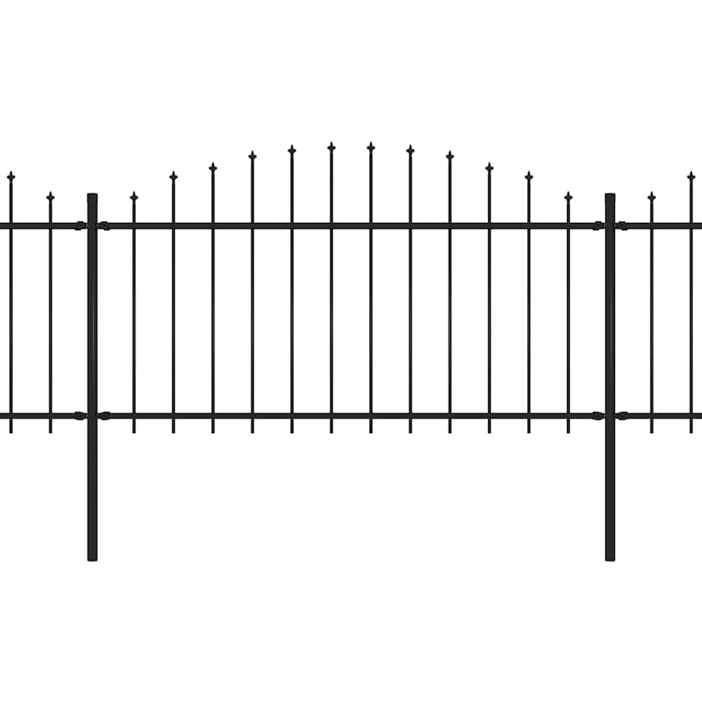 Garden Fence with Spear Top Steel 337x150 cm Black Height 125-150 cm 671 cm