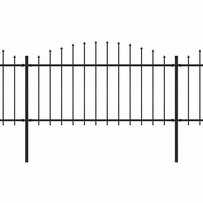 Garden Fence with Spear Top Steel 337x150 cm Black Height 125-150 cm 671 cm