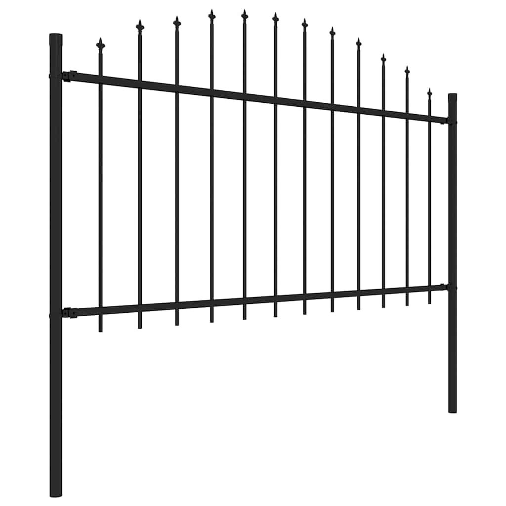 Garden Fence with Spear Top Steel 337x150 cm Black Height 125-150 cm 671 cm