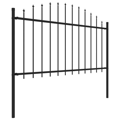 Garden Fence with Spear Top Steel 337x150 cm Black Height 125-150 cm 671 cm