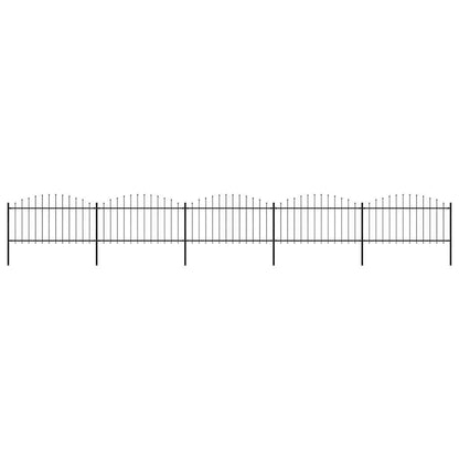 vidaXL Garden Fence with Spear Top Steel 337x150 cm Black Height 125-150 cm