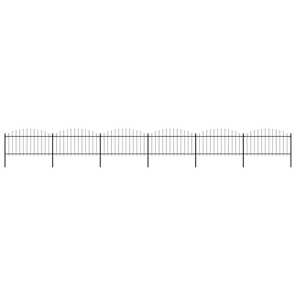 vidaXL Garden Fence with Spear Top Steel 337x150 cm Black Height 125-150 cm