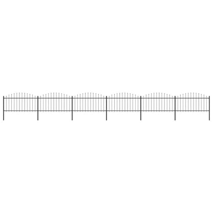 vidaXL Garden Fence with Spear Top Steel 337x150 cm Black Height 125-150 cm