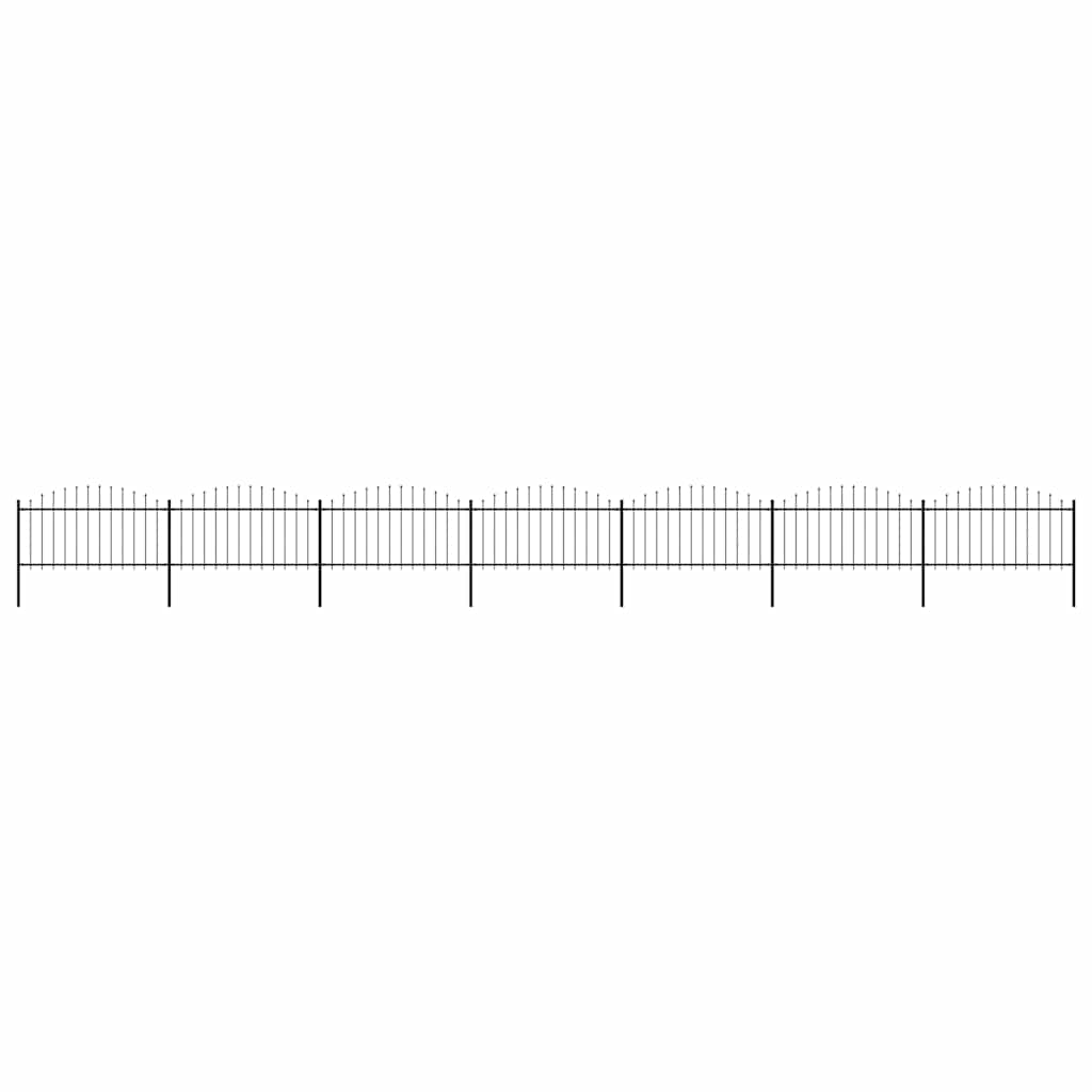 vidaXL Garden Fence with Spear Top Steel 337x150 cm Black Height 125-150 cm