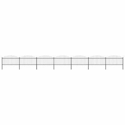 vidaXL Garden Fence with Spear Top Steel 337x150 cm Black Height 125-150 cm
