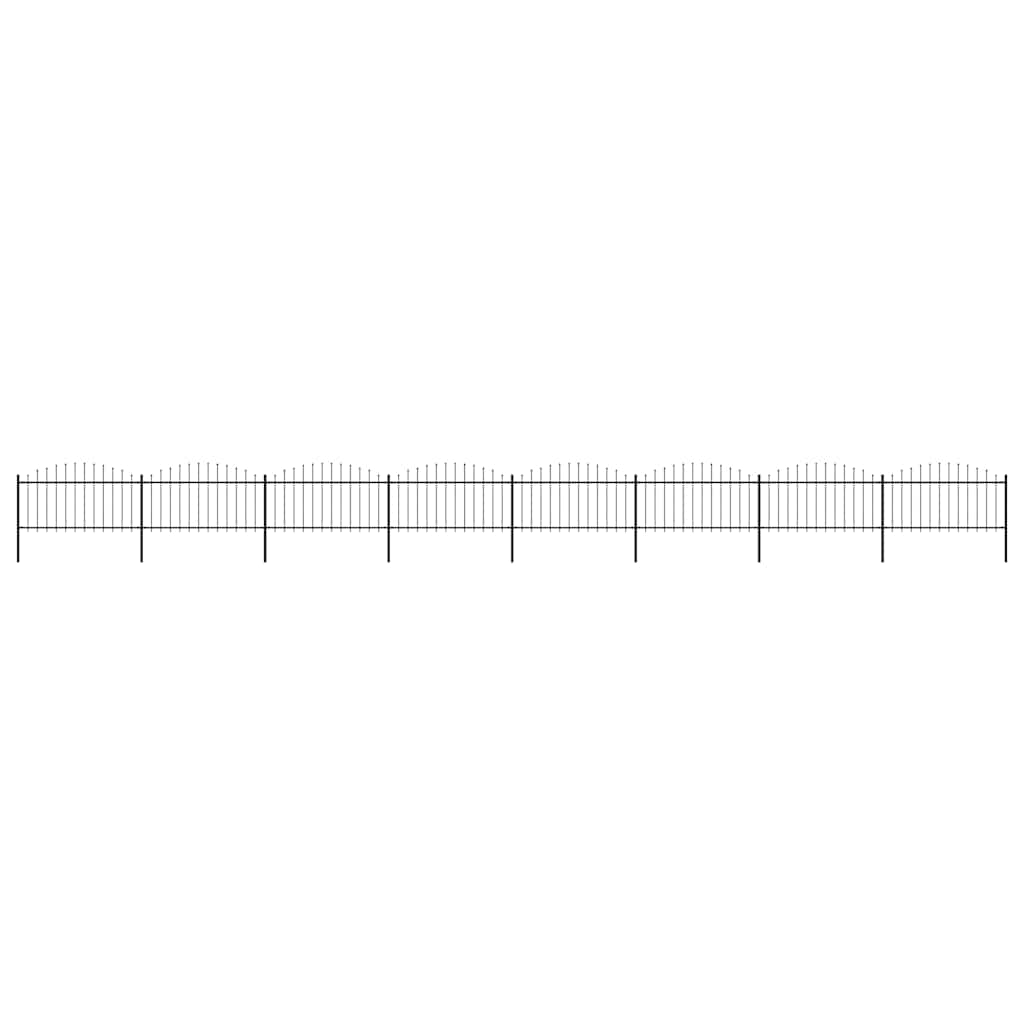 vidaXL Garden Fence with Spear Top Steel 337x150 cm Black Height 125-150 cm
