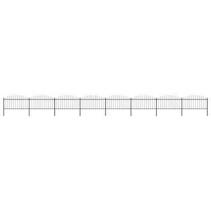 vidaXL Garden Fence with Spear Top Steel 337x150 cm Black Height 125-150 cm