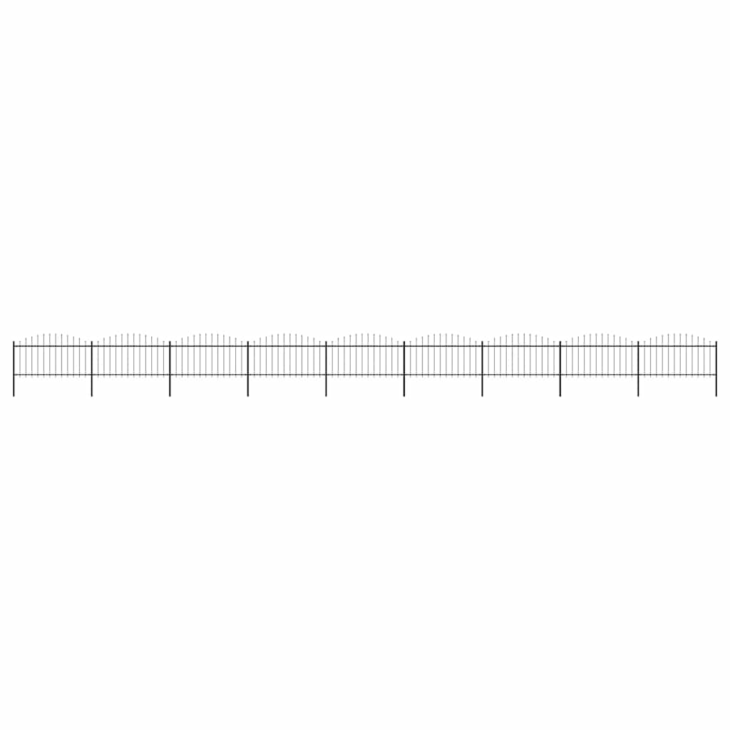 vidaXL Garden Fence with Spear Top Steel 337x150 cm Black Height 125-150 cm