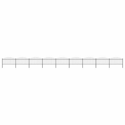 vidaXL Garden Fence with Spear Top Steel 337x150 cm Black Height 125-150 cm