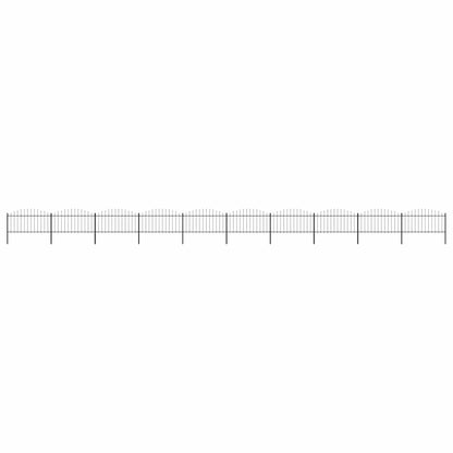 vidaXL Garden Fence with Spear Top Steel 337x150 cm Black Height 125-150 cm