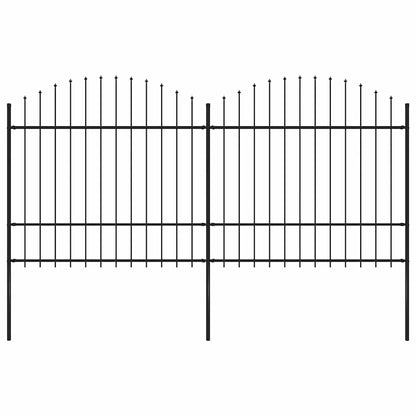 vidaXL Garden Fence with Spear Top Steel 337x175 cm Black Height 150-175 cm