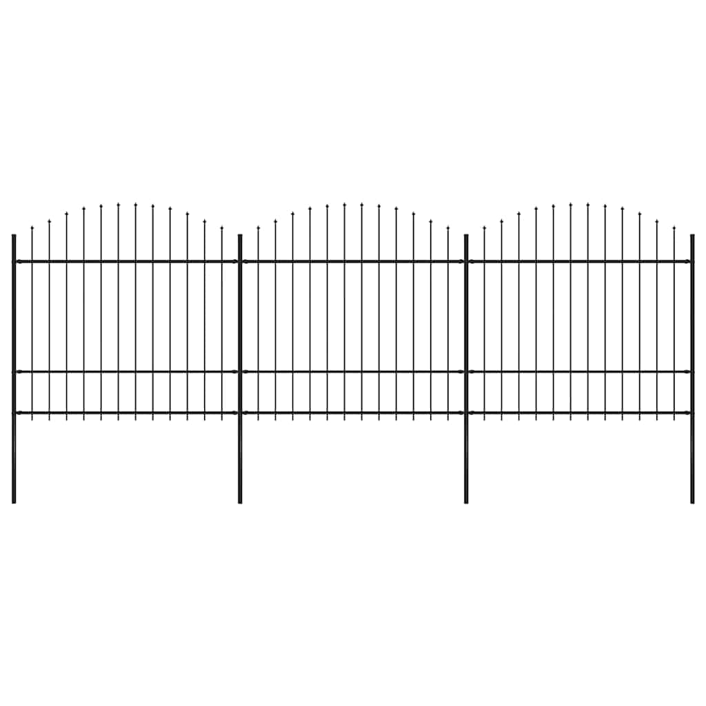 vidaXL Garden Fence with Spear Top Steel 504x175 cm Black 1