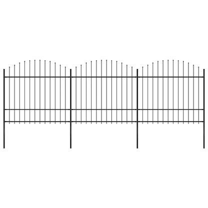 vidaXL Garden Fence with Spear Top Steel 504x175 cm Black 1
