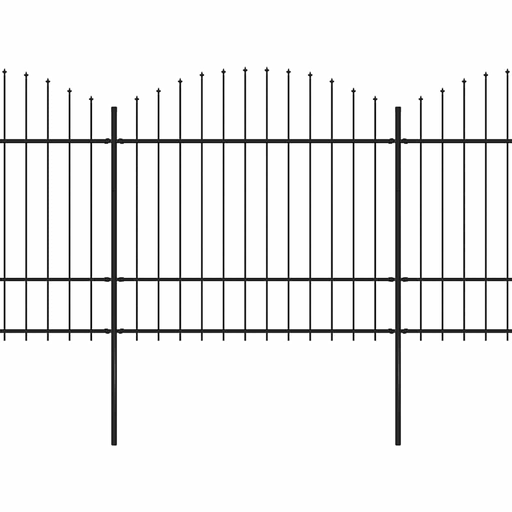 vidaXL Garden Fence with Spear Top Steel 504x175 cm Black 2
