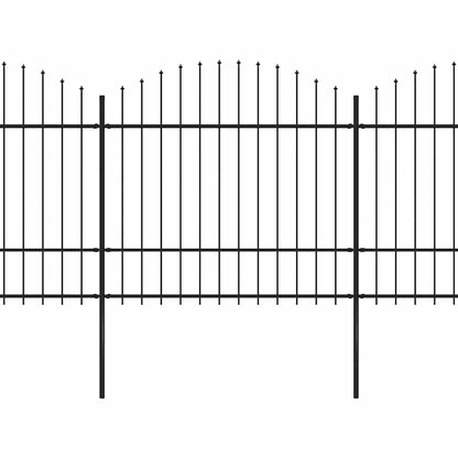 vidaXL Garden Fence with Spear Top Steel 504x175 cm Black 2