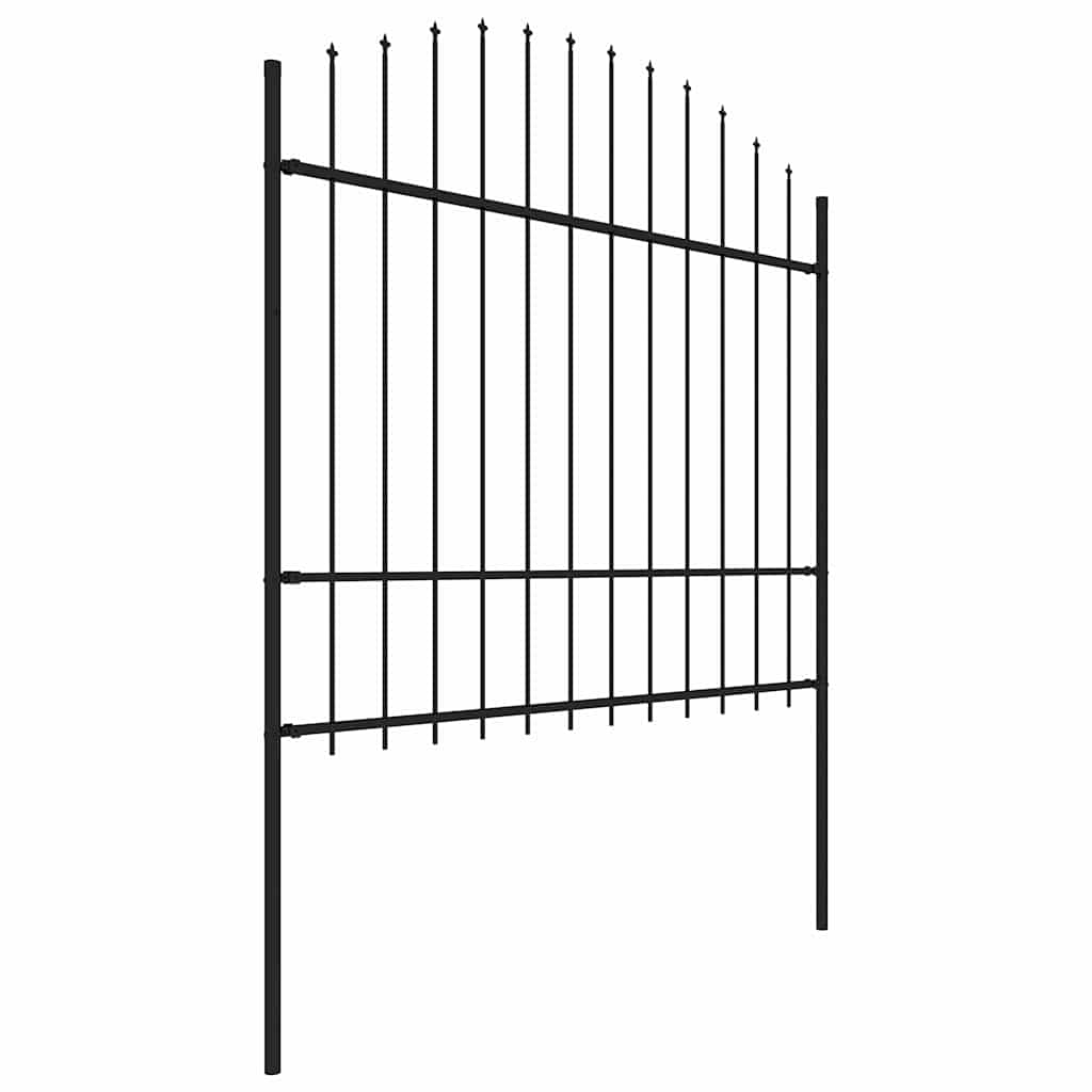 vidaXL Garden Fence with Spear Top Steel 504x175 cm Black 3
