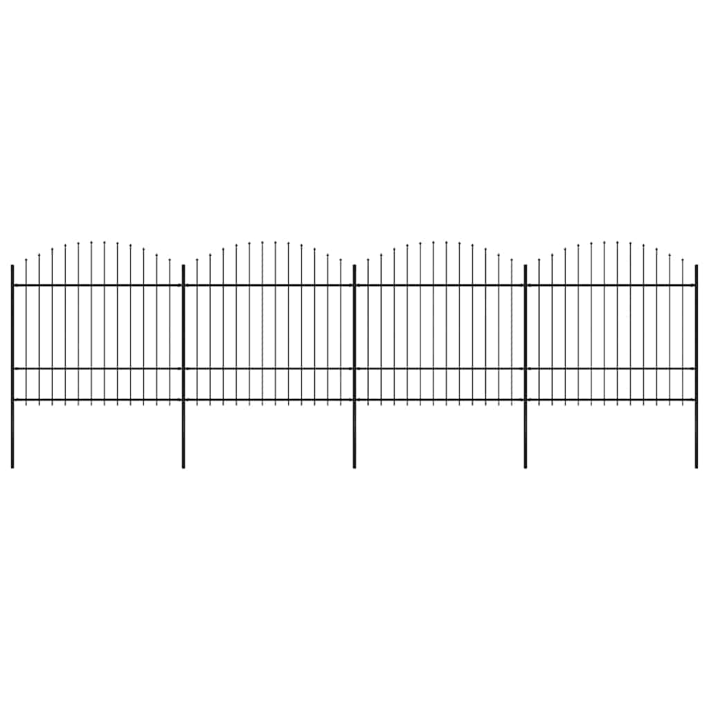 vidaXL Garden Fence with Spear Top Steel 671x175 cm Black 1