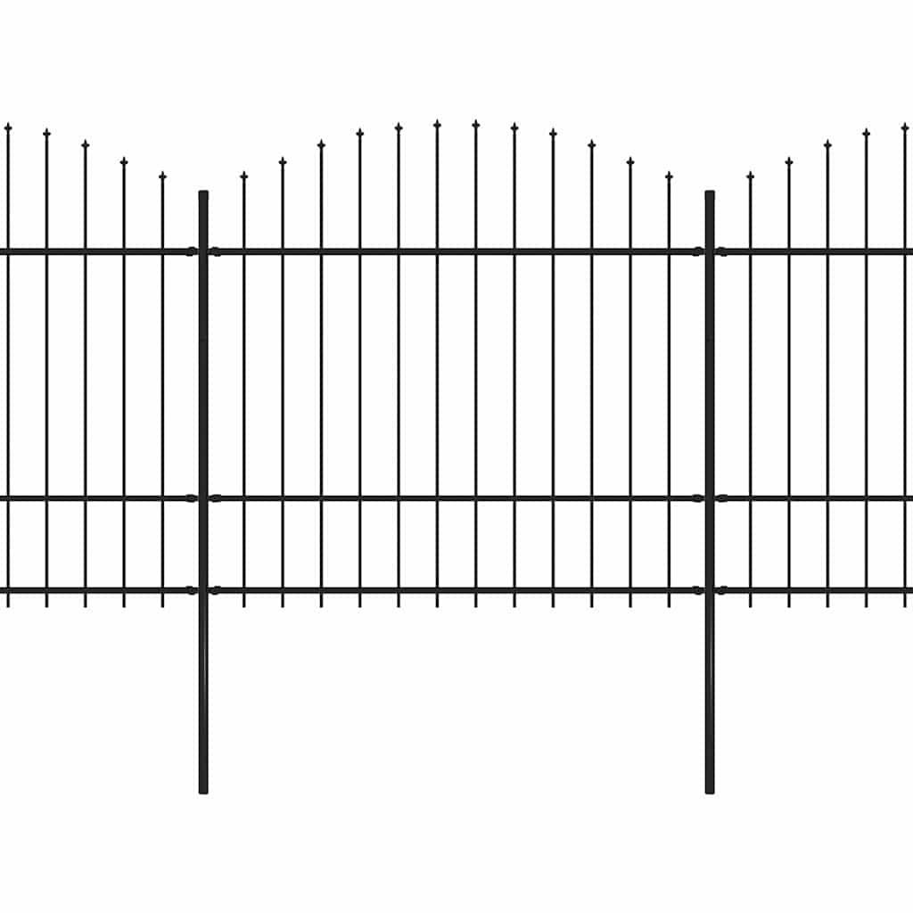 vidaXL Garden Fence with Spear Top Steel 671x175 cm Black 2