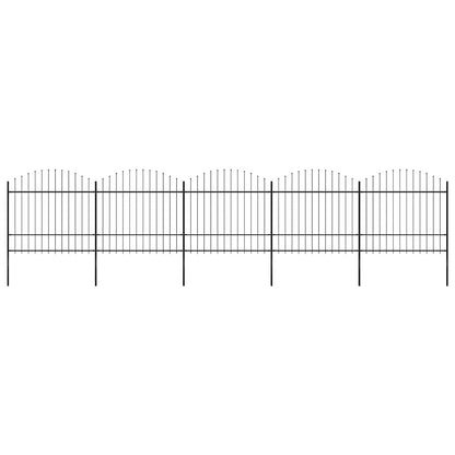 vidaXL Garden Fence with Spear Top Steel 337x175 cm Black Height 150-175 cm