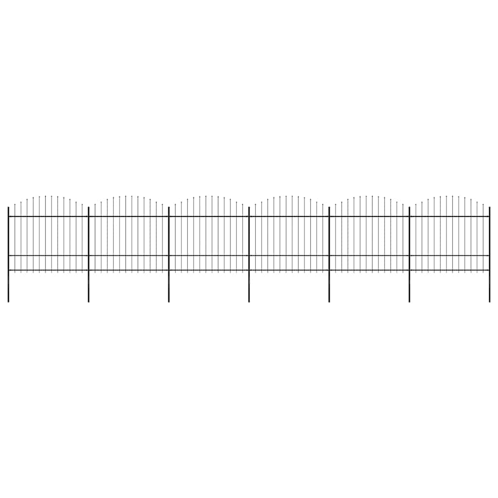 vidaXL Garden Fence with Spear Top Steel 337x175 cm Black Height 150-175 cm