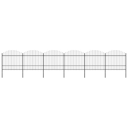 vidaXL Garden Fence with Spear Top Steel 337x175 cm Black Height 150-175 cm