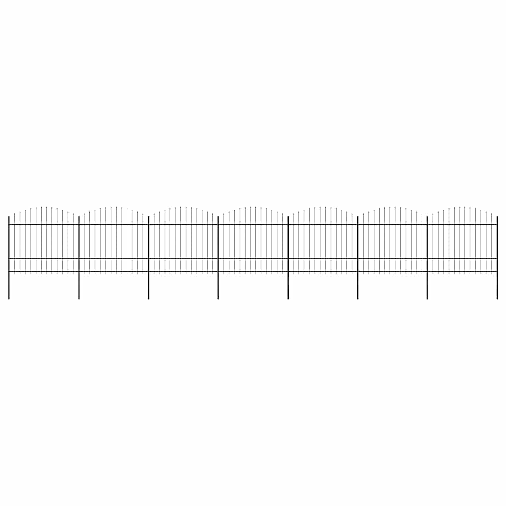 vidaXL Garden Fence with Spear Top Steel 337x175 cm Black Height 150-175 cm