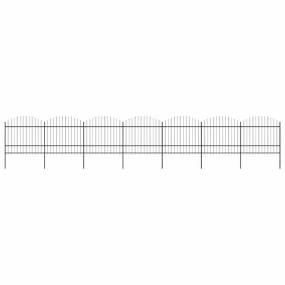 vidaXL Garden Fence with Spear Top Steel 337x175 cm Black Height 150-175 cm