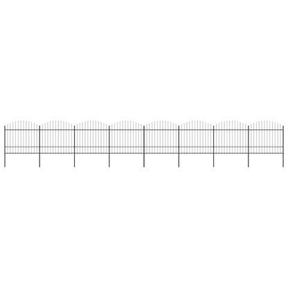 vidaXL Garden Fence with Spear Top Steel 337x175 cm Black Height 150-175 cm