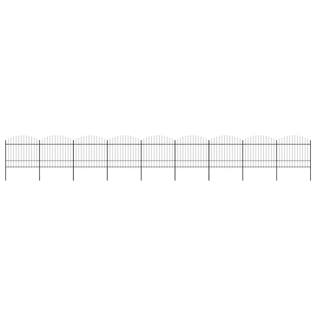 vidaXL Garden Fence with Spear Top Steel 337x175 cm Black Height 150-175 cm