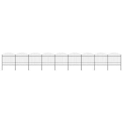 vidaXL Garden Fence with Spear Top Steel 337x175 cm Black Height 150-175 cm