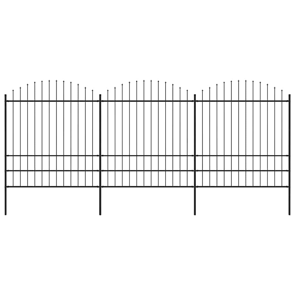 vidaXL Garden Fence with Spear Top Steel 504x200 cm Black 1