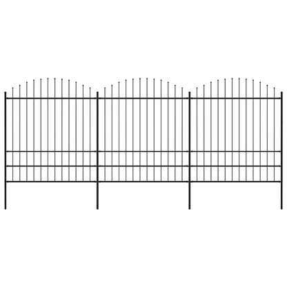 vidaXL Garden Fence with Spear Top Steel 504x200 cm Black 1