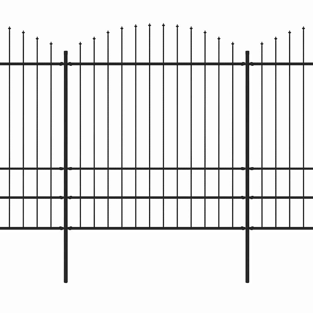 vidaXL Garden Fence with Spear Top Steel 504x200 cm Black 2