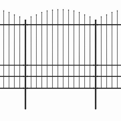 vidaXL Garden Fence with Spear Top Steel 504x200 cm Black 2